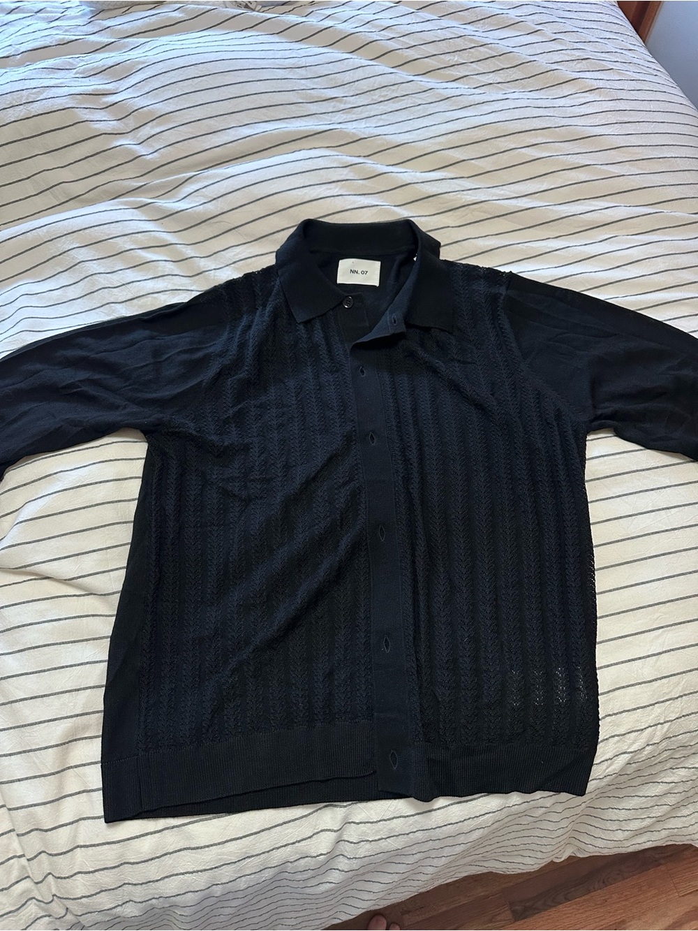 Men's Black Knit Cardigan with Polo Collar